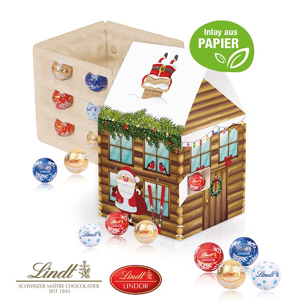 Adventshaus "Edition" mit Lindt Schokolade mit Papier-Inlay