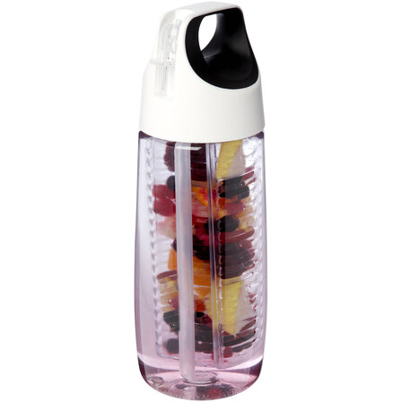 700 ml Sportflasche aus recyceltem Kunststoff mit Klappdeckel und Trinkhalm - Chtin