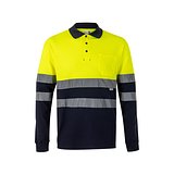 Zweifarbiges Piqué-Poloshirt (150g/m²) mit langen Ärmeln, aus Baumwolle (55%) und Polyester (45%) Annicas