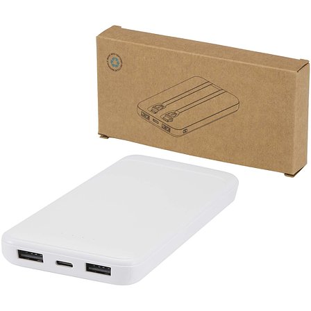 10 W 10.000 mAh Powerbank aus recyceltem Kunststoff mit 2 integrierten Kabeln - Adrina