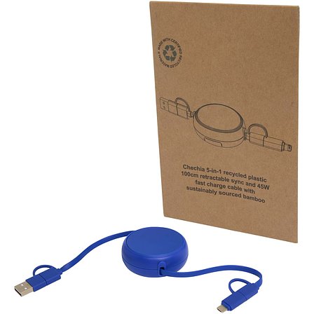 100 cm 5-in-1 Kabel aus recyceltem Kunststoff und Aluminium, einziehbar, für Datenübertragung und mit 45W Schnellladung - Merverdy