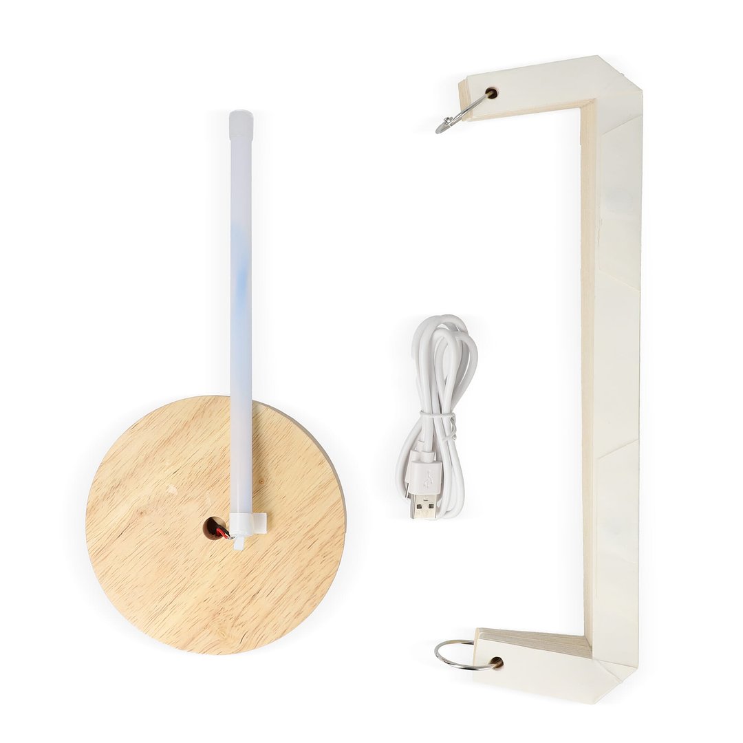 faltbare Papier-LED-Lampe Eos auf Holzsockel, 25cm (Briefkastengröße) Chlannana