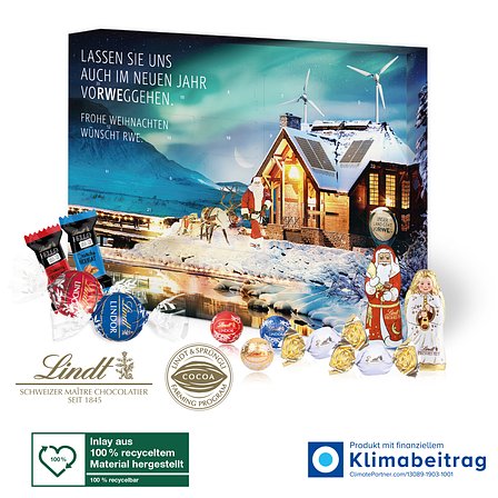 Adventskalender Lindt „Premium-Selection“, Inlay aus 100% recyceltem Material