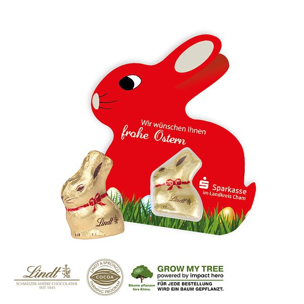 SCHOKOKARTE MIT LINDT GOLDHASE