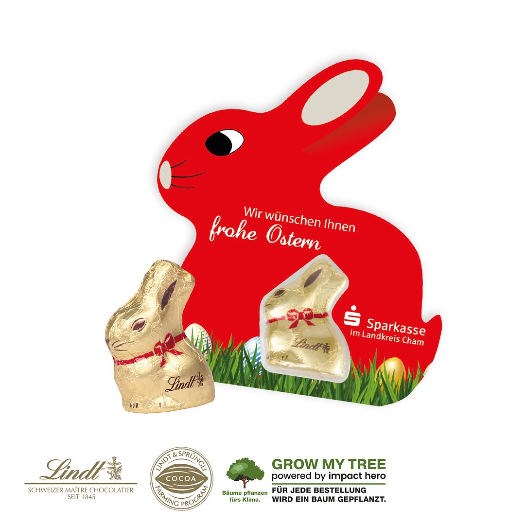 SCHOKOKARTE MIT LINDT GOLDHASE