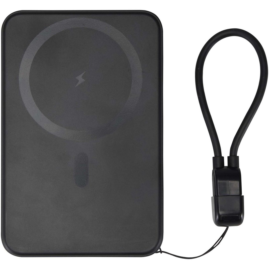 5000 mAh Powerbank aus recyceltem Kunststoff mit Magnetverschluss und Lanyard - Luren