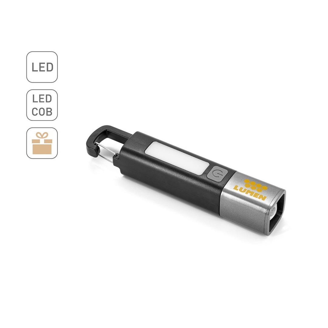 ABS-Taschenlampe mit einer 2-W-LED-Leuchte (53 Lumen) an der Vorderseite und einer COB-Leuchte (53 Lumen) an der Oberseite Steivat