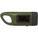 Solar-Dynamo-Taschenlampe aus recyceltem Kunststoff mit Karabinerhaken - Bendivia