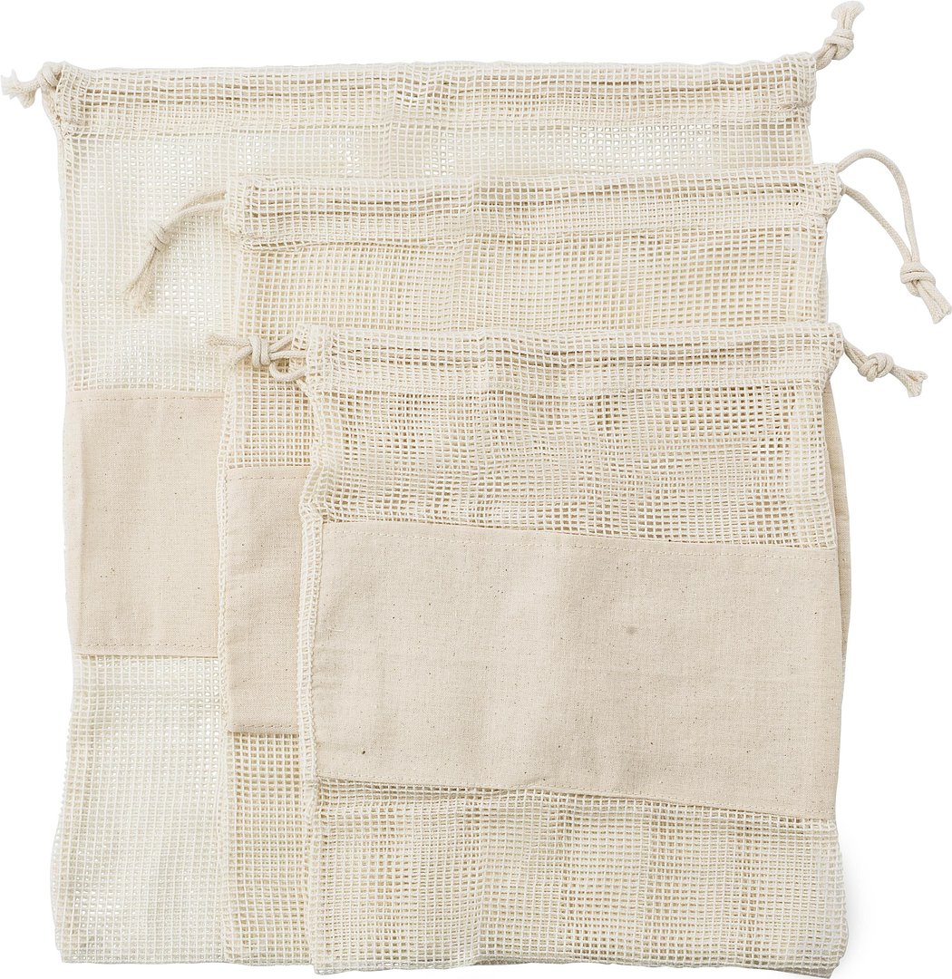 Set aus drei wiederverwendbaren Taschen aus Baumwollgewebe Rudinest