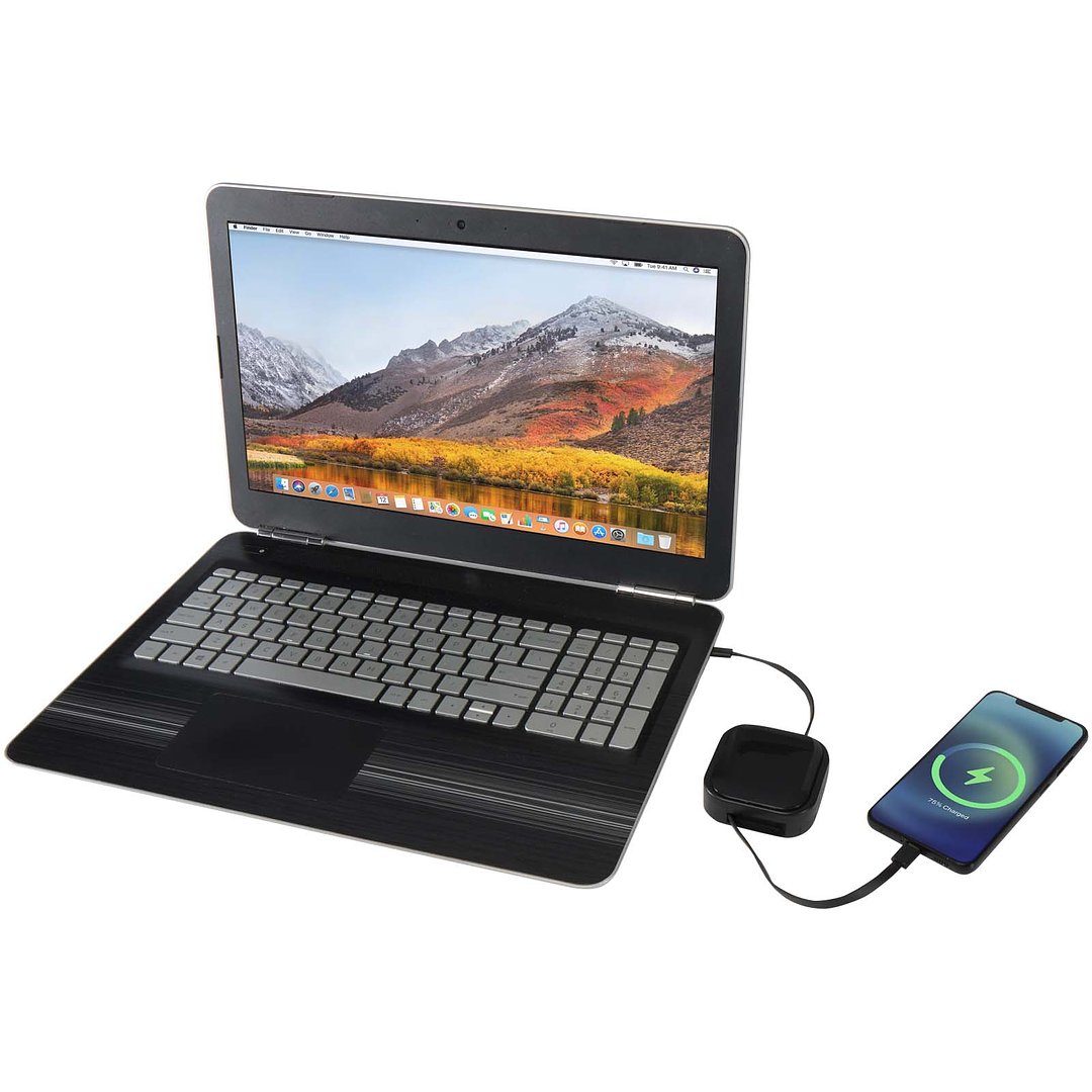 Aufrollbares 5 in 1 Kabel aus Recyclingmaterial mit Datensynchronisierung und 100 W Schnellladefunktion sowie Smartphone Toolkit - Ainatht