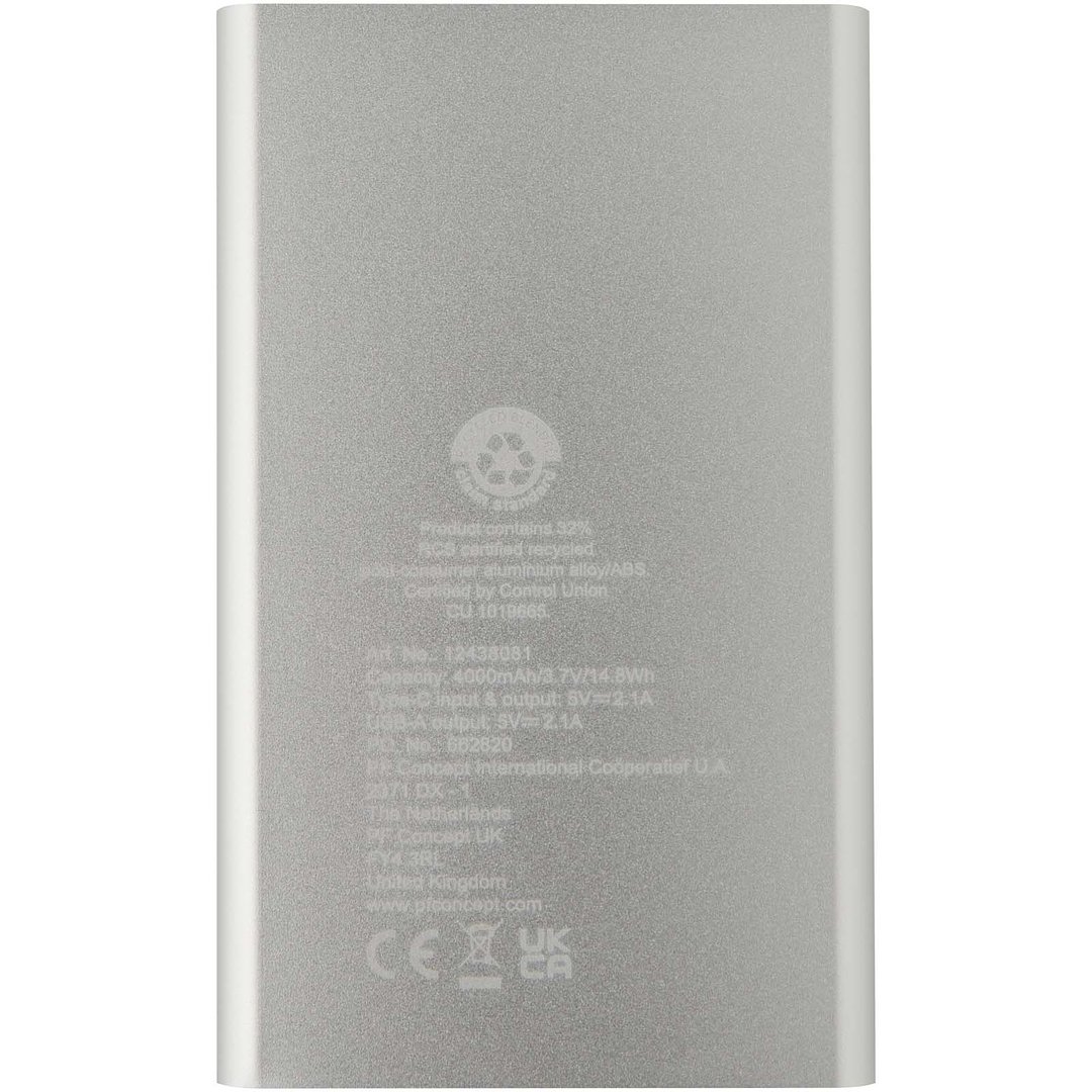 4000 mAh Type-C Powerbank aus recyceltem Aluminium - Mirg