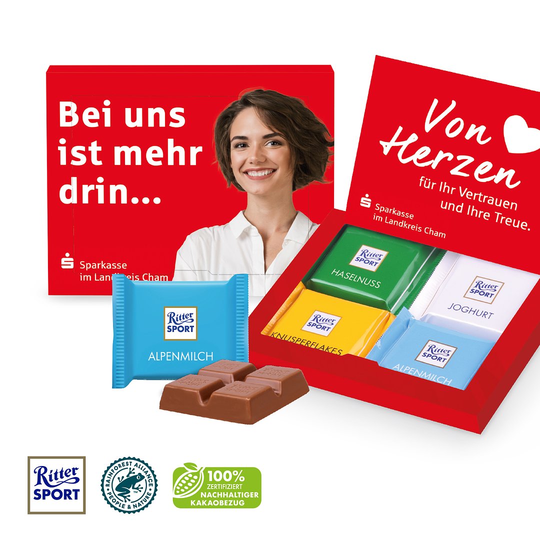 Grusskarte mit Ritter SPORT Schokolade