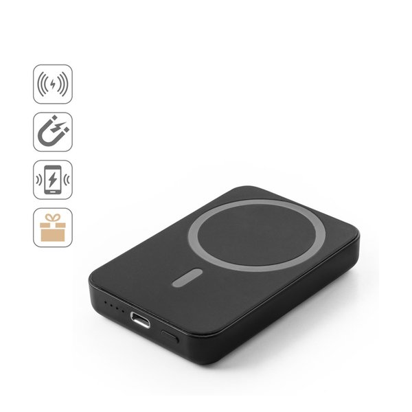 Magnetische Powerbank mit 5'000 mAh und superschnellem kabellosem Ladegerät (15 W) aus 100% rABS Fadich