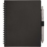 Softcover Notizbuch aus recyceltem Kunststoff mit Kugelschreiber (blaue Mine) - Merin