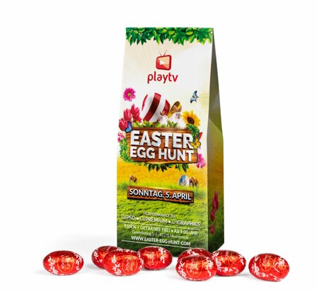Ostereier in bedruckter Verpackung