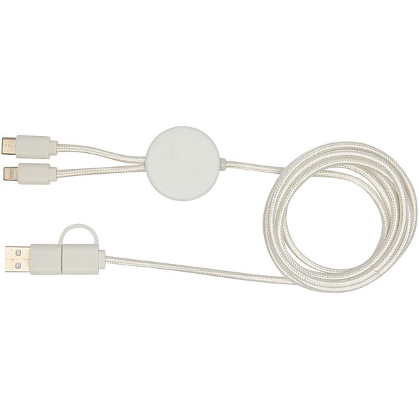 150 cm 5-in-1 Kabel aus recyceltem Kunststoff für Datenübertragung und 27W Schnellladung mit Bambusdetails - Aninan