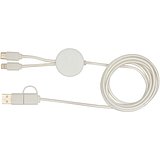 150 cm 5-in-1 Kabel aus recyceltem Kunststoff für Datenübertragung und 27W Schnellladung mit Bambusdetails - Aninan