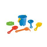 StrandEimer aus PP mit 5 Zubehörteilen: 3 Schaufeln, 1 Rechen, 1 Fisch oder 1 Krabbe Lixurs