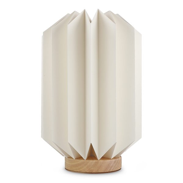 faltbare Papier-LED-Lampe Eos auf Holzsockel, 25cm (Briefkastengröße) Chlannana