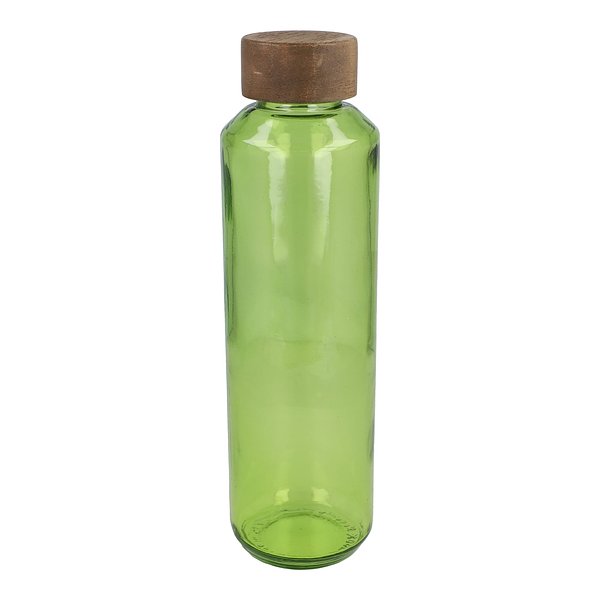 Recycelte Glaswasserflasche ReuuZ mit Holzverschluss 650 ml Frileel