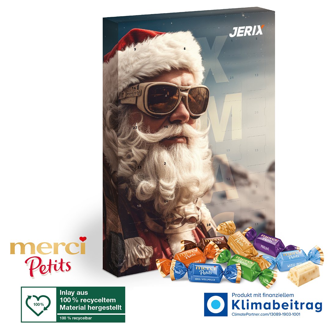 Adventskalender mit Merci Petits, Inlay aus 100% recyceltem Material