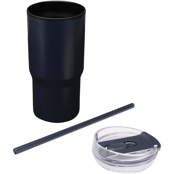 540 ml RCS Becher aus recyceltem Material, doppelwandig isoliert, mit Trinkhalm - Marlixhla