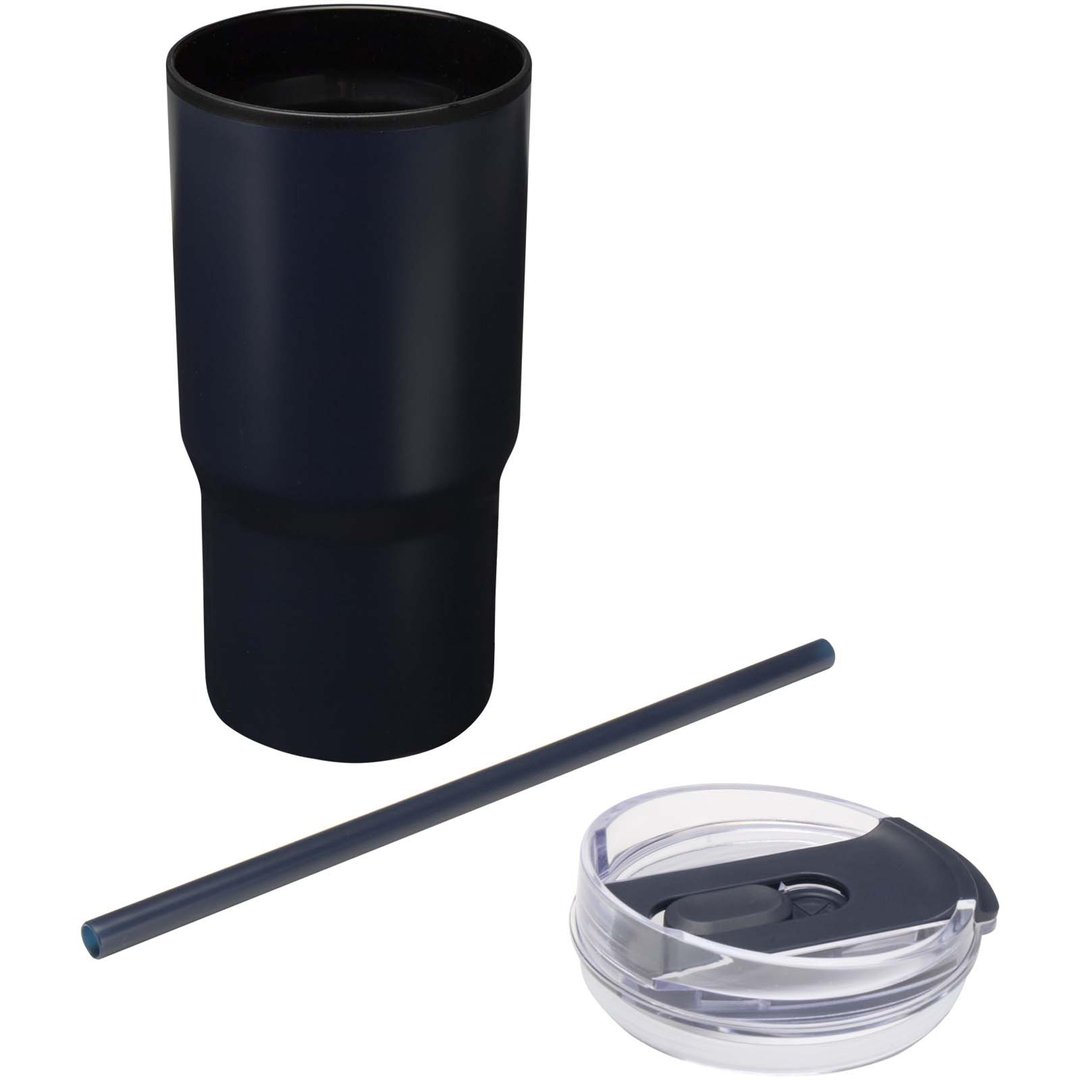 540 ml RCS Becher aus recyceltem Material, doppelwandig isoliert, mit Trinkhalm - Marlixhla