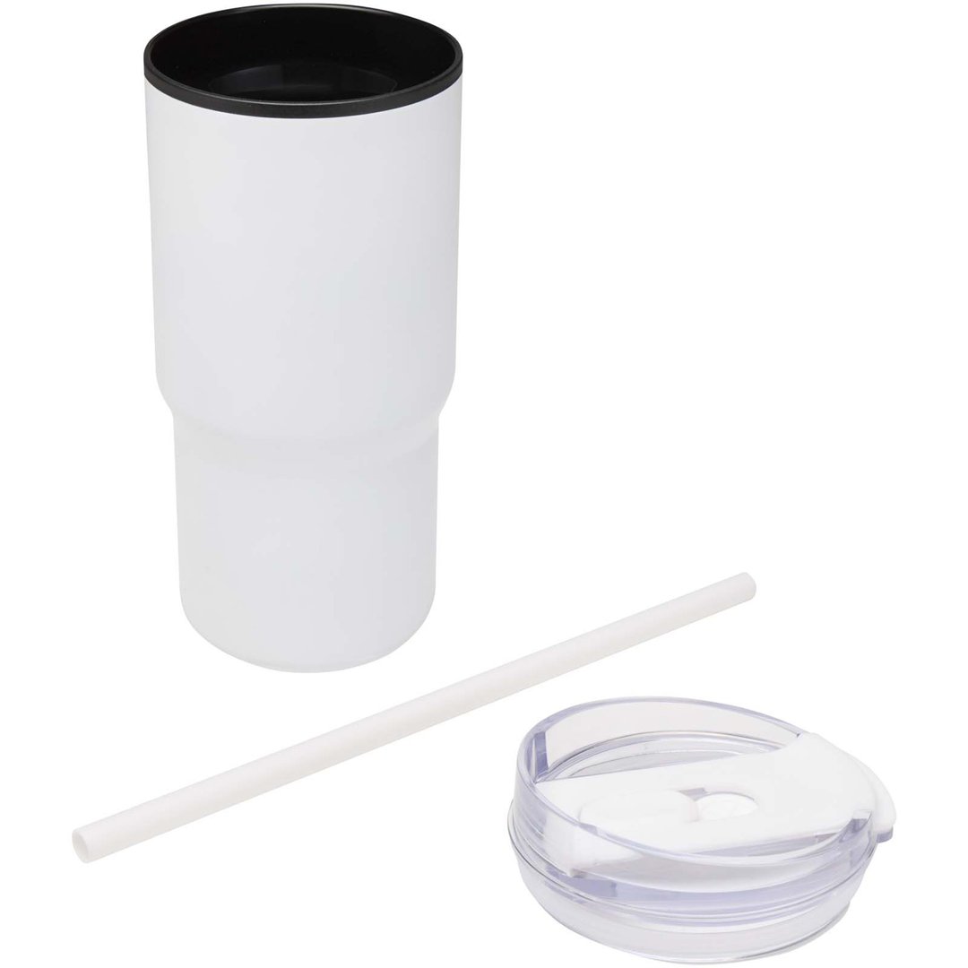 540 ml RCS Becher aus recyceltem Material, doppelwandig isoliert, mit Trinkhalm - Marlixhla