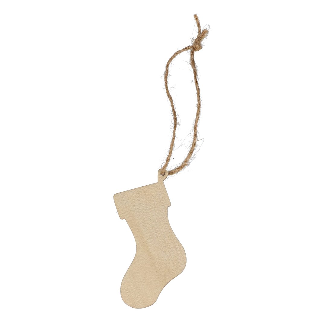 Strumpfförmiges Weihnachtsornament aus Holz Noleyla