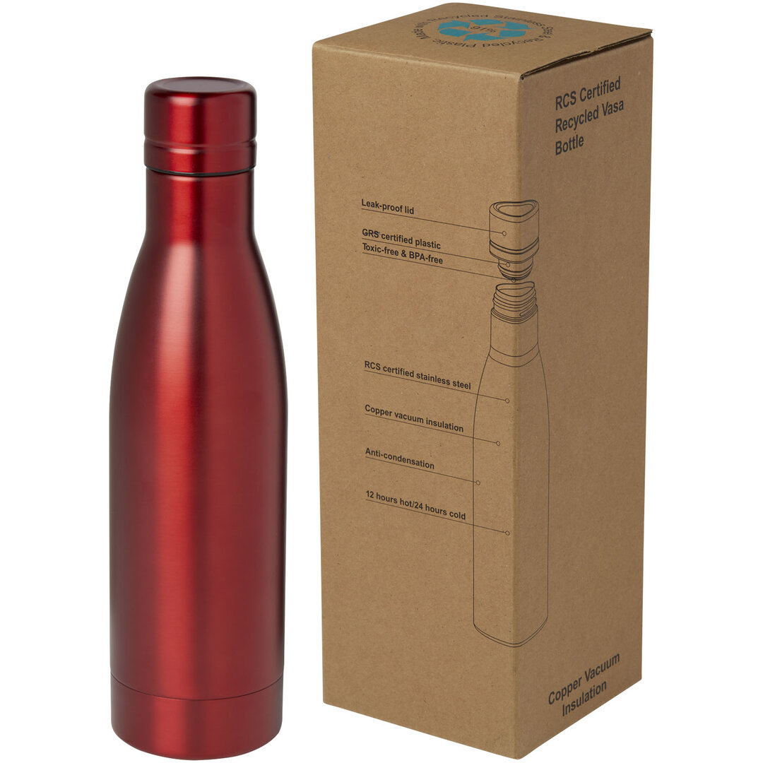 RCS-zertifizierte Kupfer-Vakuum Isolierflasche aus recyceltem Edelstahl, 500 ml - Truia