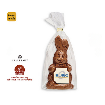 Osterhase mit bedruckbarem Schokoschild