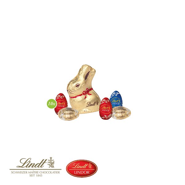 Werbe-Hase mit Schokoladenmischung von Lindt