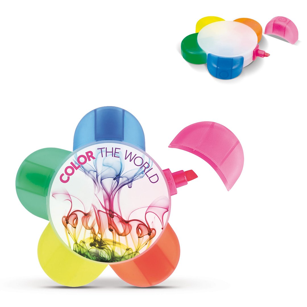 Textmarker Blume mit 5 Farben Köbik