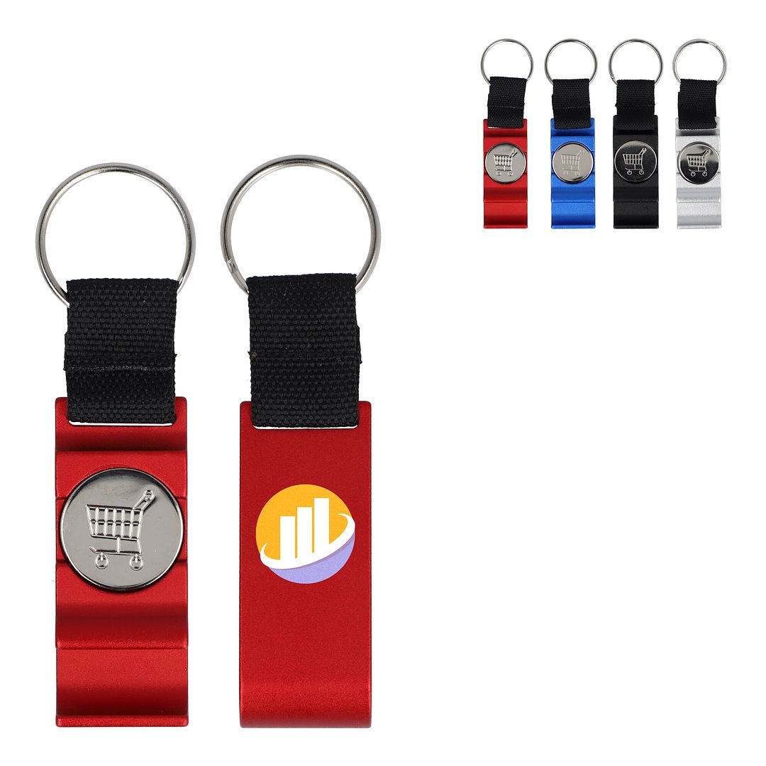 3-in-1-Flaschenöffner-Schlüsselanhänger-Einkaufswagenchip Grinen