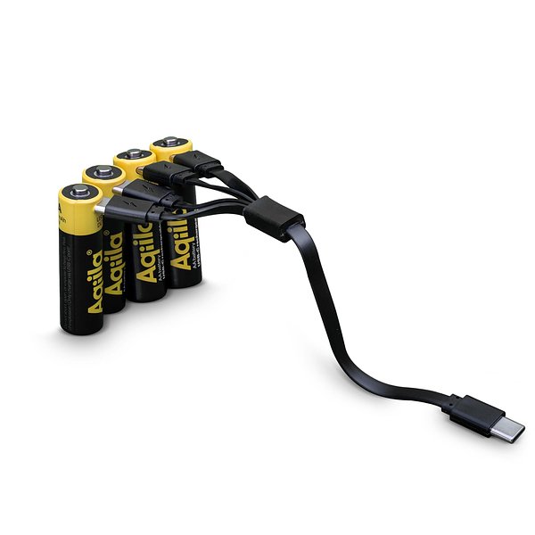 wiederaufladbare USB-C-Batterien AA 2000 mAh, 4er-Pack Lorioli