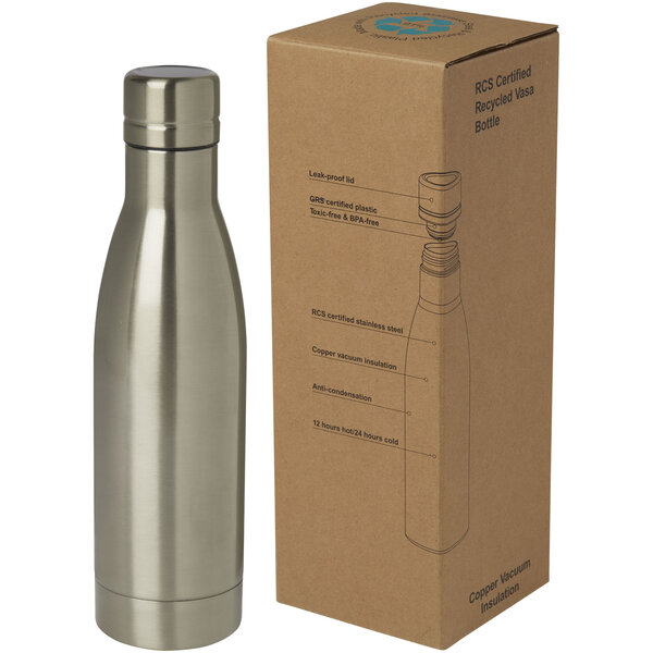 RCS-zertifizierte Kupfer-Vakuum Isolierflasche aus recyceltem Edelstahl, 500 ml - Truia