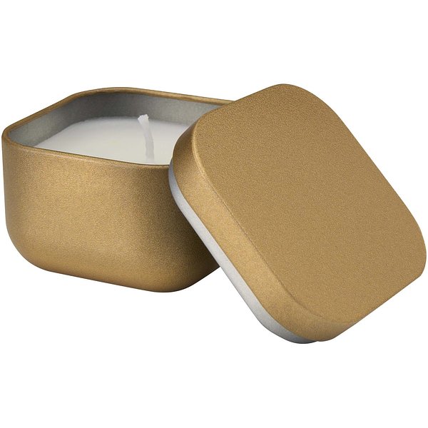 Quadratische Zinnkerze mit Vanille Duft - Uelitli