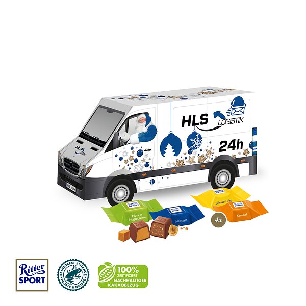 3D Präsent "Transporter" mit Ritter SPORT Schokowürfel
