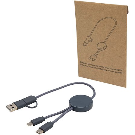 30 cm 5-in-1 Kabel aus recyceltem Kunststoff für Datenübertragung und 27W Schnellladung - Divik