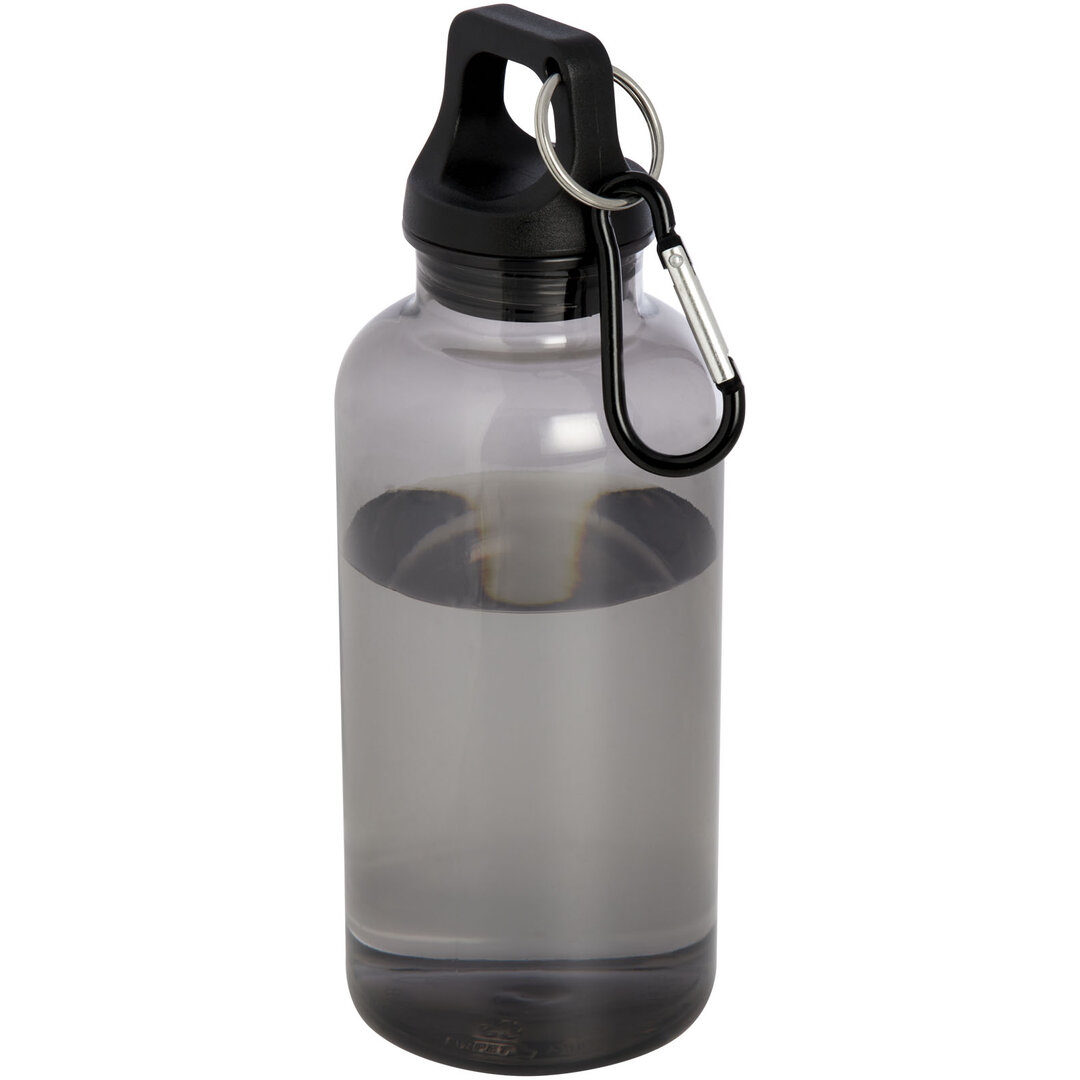 400 ml RCS-zertifizierte Trinkflasche aus recyceltem Kunststoff mit Karabiner - Emerik