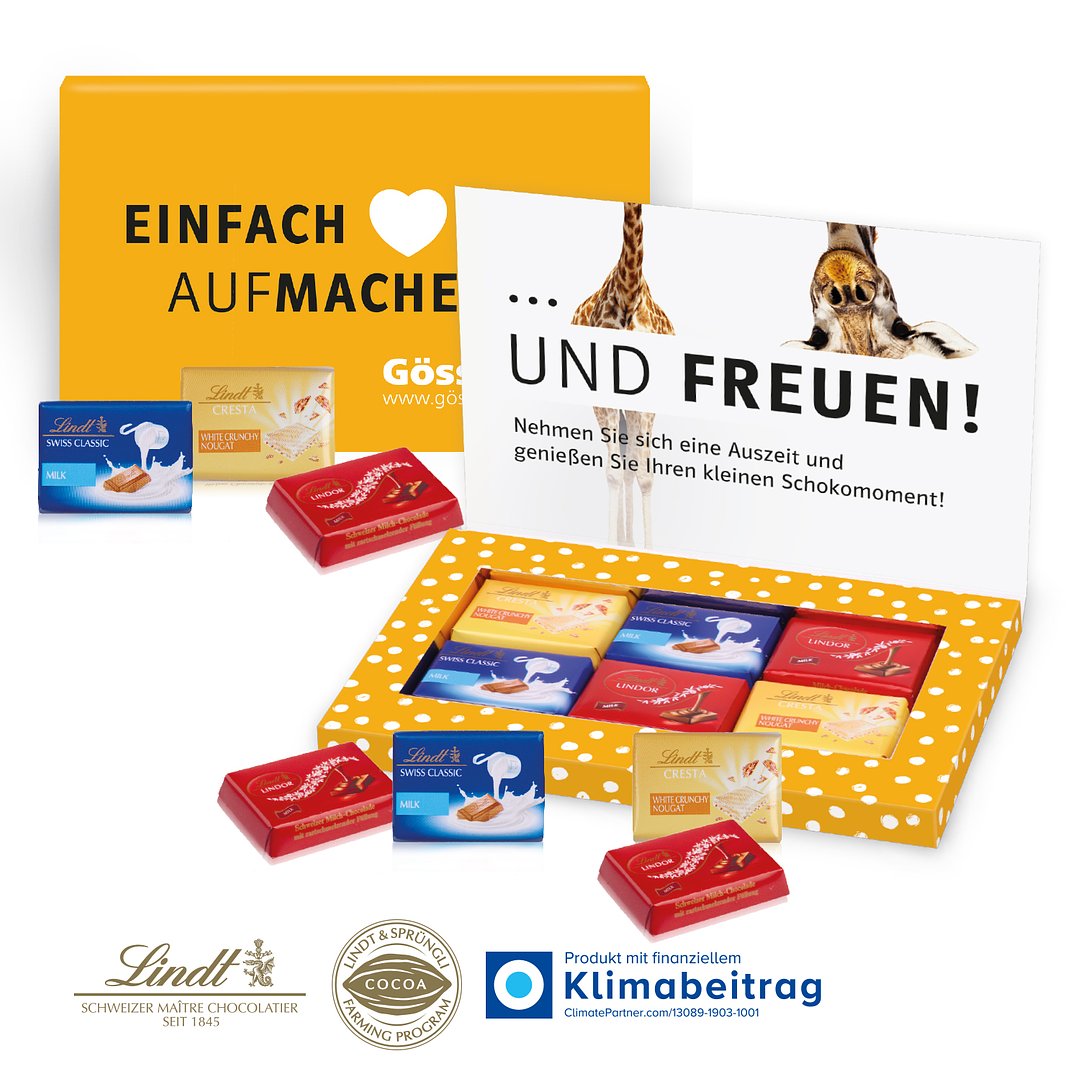 Präsentbox Business mit Lindt Exklusiv Schokotäfelchen