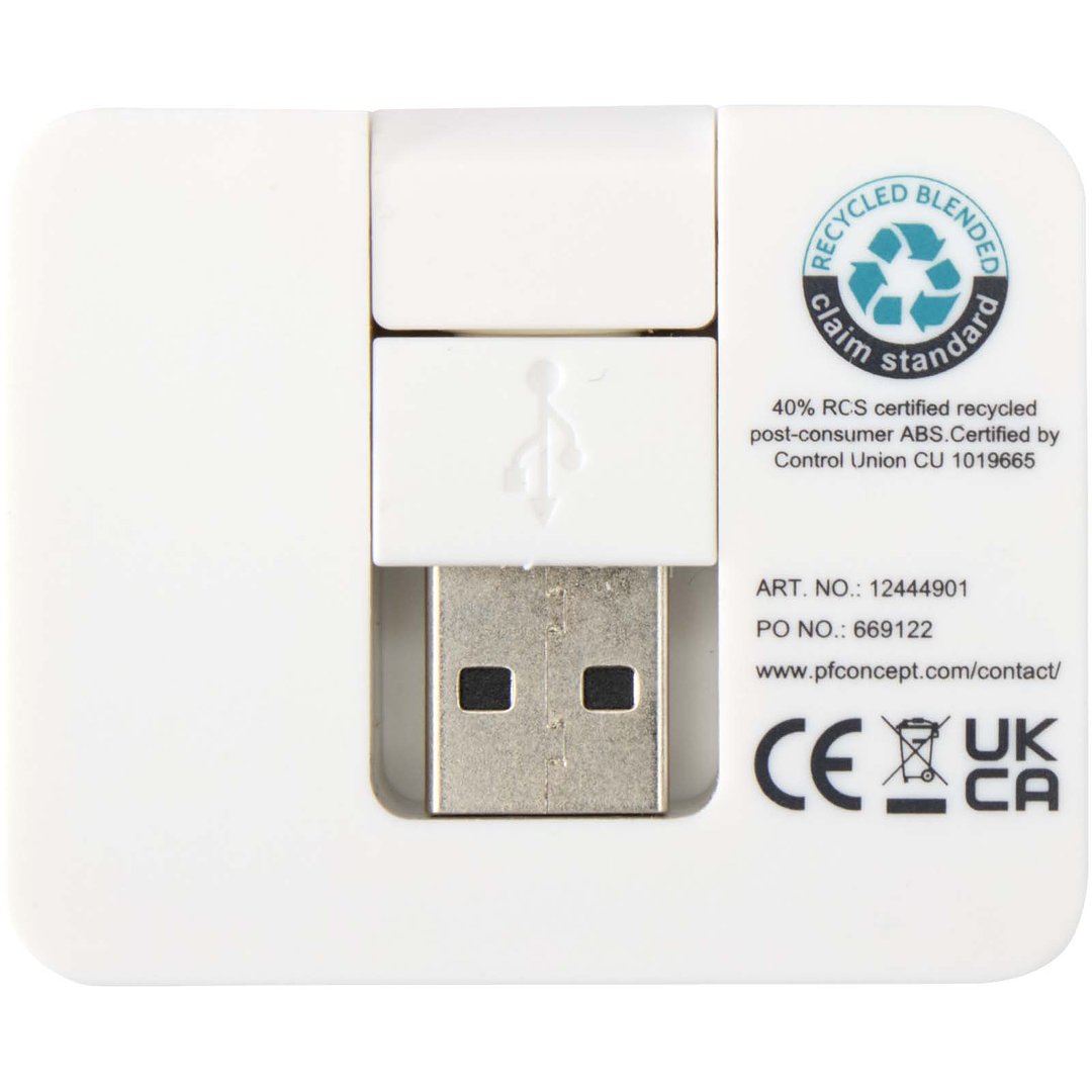 4 Port USB Hub mit USB-A- und Typ-C-Ausgang und zwei Eingängen aus recyceltem Kunststoff - Giun