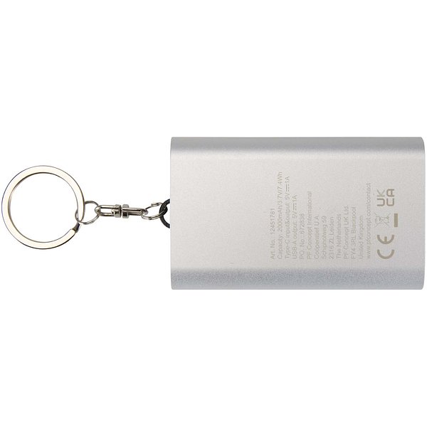 2000 mAh Powerbank aus recyceltem Aluminium mit Schlüsselanhänger - Ferg