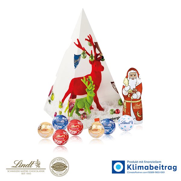 Präsent „Weihnachtsbaum“ mit Lindt Minis und Nikolaus