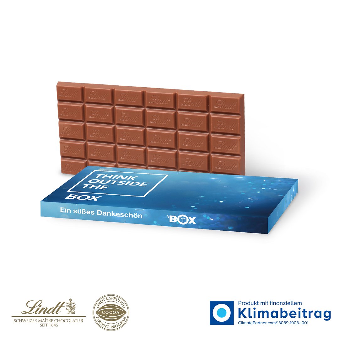 Grusskarte mit Schokoladentafel von Lindt, 100 g