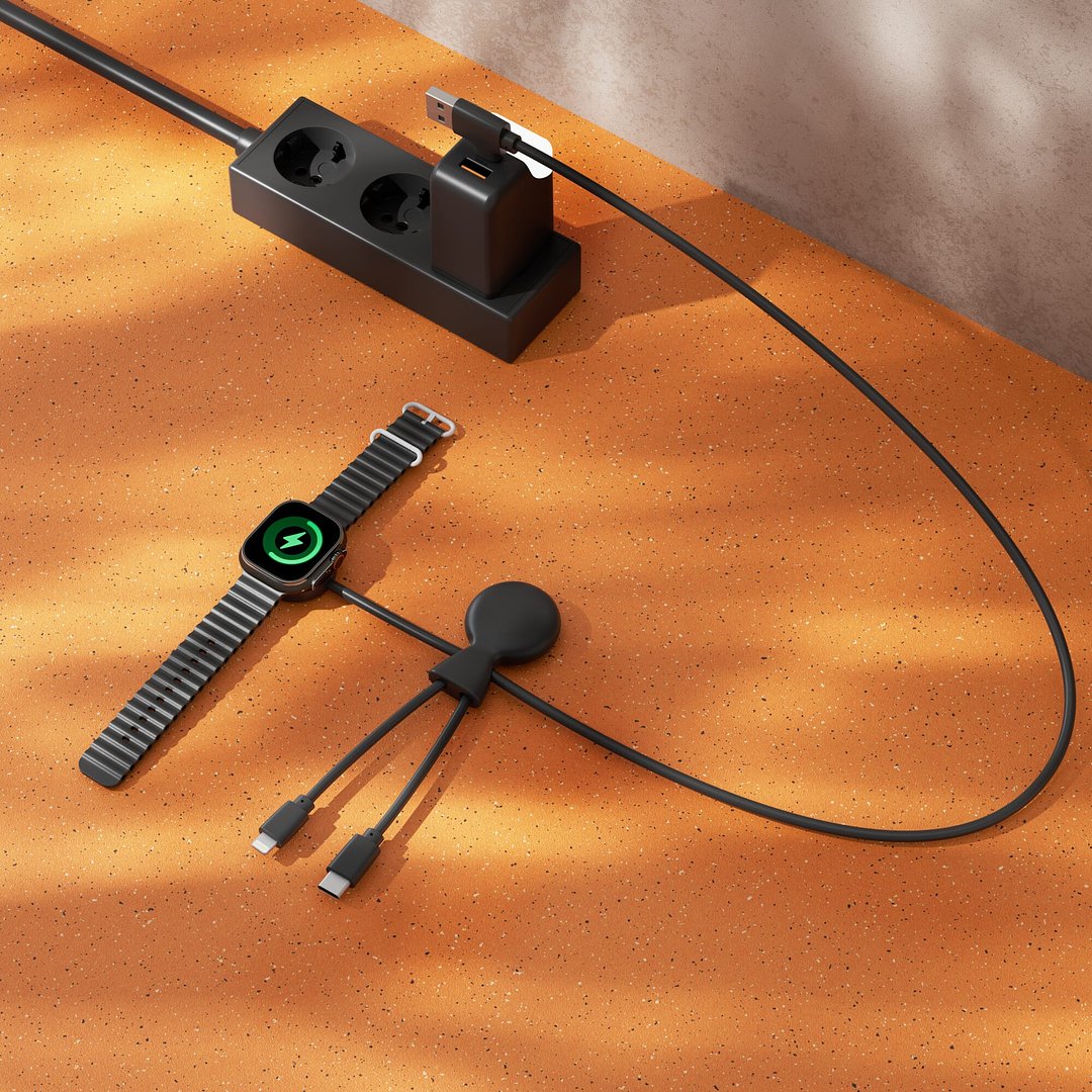 Mr. Bio Long Multi-Kabel für Apple/Samsung Watch 1 Meter Elinat