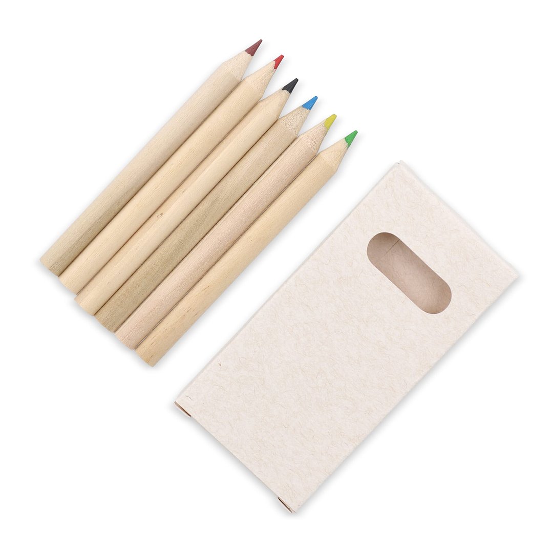 6 Buntstifte in einer Schachtel aus recyceltem Milchkarton Ferinas