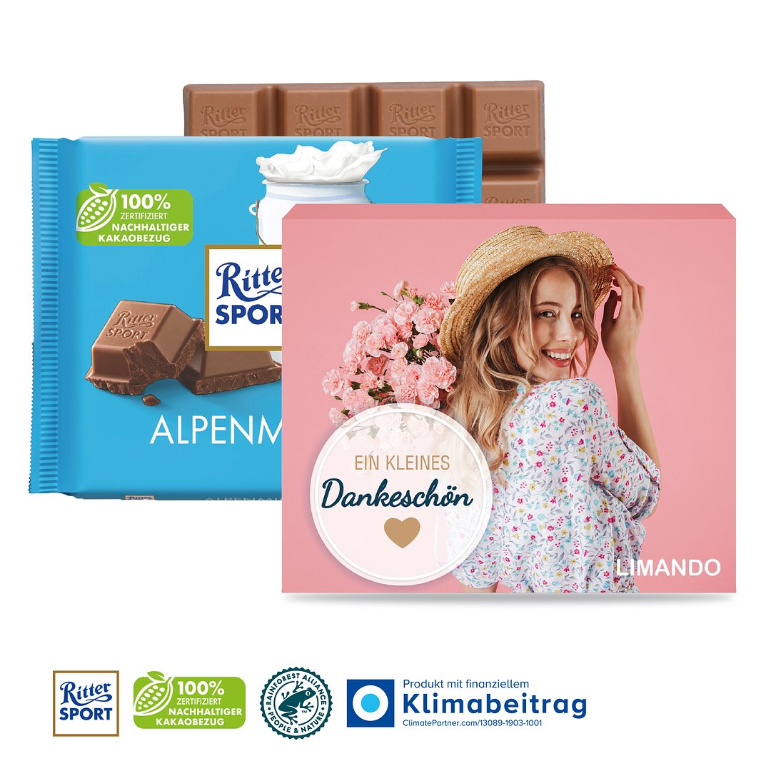 Ritter SPORT in Werbekartonage, 100 g