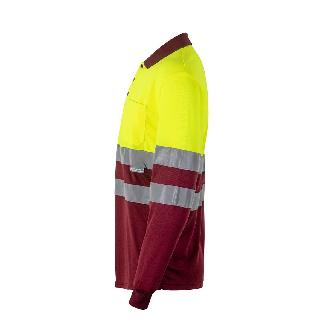 Zweifarbiges Poloshirt im Bird-Eye-Design (160g/m²) mit langen Ärmeln, aus Polyester (100%) Steivia