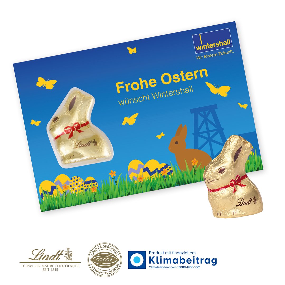 Promotion-Card Karte mit Goldhase von Lindt